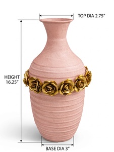 Metal Elegant pink Textured Metal Flower <b>Vase</b> Featuring Luxurious Golden <b>Rose</b> Band Design Handmade Eco-Friendly Perfect - Product Image 6