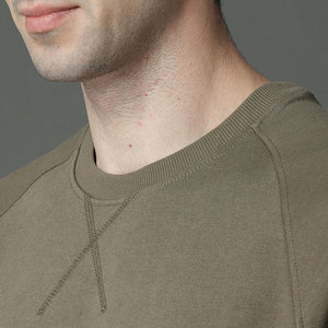 Qualité supérieure Coton mélangé Raglan Crewneck Pull Polaire Sweat Hommes Personnalisé 3D Hiver Plain Dyed Hoodies Sweatshirts - Product Image 5