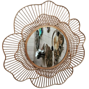 Modern Metal Ginkgo Leaf Wall <b>Mirror</b> Decorative Gold Wrought Iron Art Round Hanging <b>Mirror</b> For Living Room Bedroom Home Decor - Product Image 6