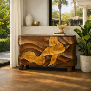 Handmade Eco-Friendly Durable Wooden Sideboard Exquisitely Sculpted Artistic Carving Design Modern Luxury Living Room Furniture - Product Image 5