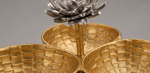 Centre de table en métal texturé motif fleur de lotus, ensemble d'articles pour fournisseur de commandes en gros - Product Image 3