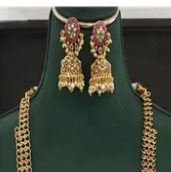 Magnifique ensemble collier et boucles d'oreilles en laiton plaqué or de qualité supérieure, style Jadau classique, pour femme, idéal pour mariage, fiançailles, anniversaire, fête - Product Image 3