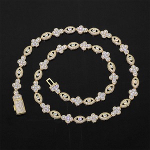 Mens hip hop moissanite clover flower link bracelet <b>iced</b> <b>out</b> luxury statement bracelet for men hip hop jewellery gift style - Product Image 2