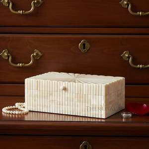 Stylish Bone Inlay Jewelry <b>Storage</b> <b>Box</b> Handmade Craftsmanship <b>For</b> Dressing Table Bedroom <b>Decor</b> And Gifting - Product Image 2