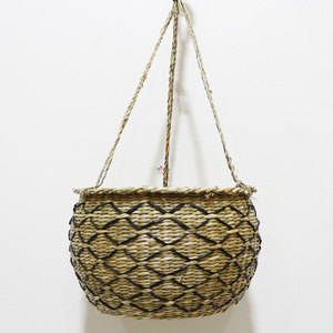 Handmade Boho Eco Friendly Seagrass Hanging Planter <b>Basket</b> <b>Flower</b> Pot Holder Rope Hanger <b>for</b> Garden Use - Product Image 4