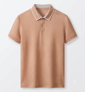 Chemises polo pour hommes Meera Impex Factory Sales, couleur chair, col rabattu, manches courtes, avec poche poitrine. - Product Image 1