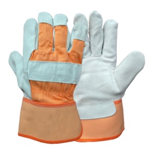 Guantes de Trabajo Más Vendidos, Guantes de Cuero Vacuno con Doble Palma Reforzada y Respaldo de Algodón con Diseño de Rayas - Product Image 1