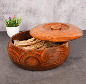 Elegante Caja para Chapati de Madera Natural Hecha a Mano con Tapa Abatible, Cuchara Incluida, Diseño Moderno para Presentación de Alimentos en la Cocina del Hogar - Product Image 2