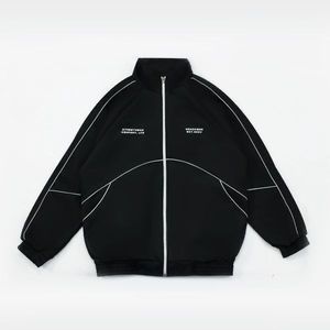 Custom logo Oem Reflective Piping Stripe Blank Track <b>Jacket</b> Wind Breaker Windbreaker Nylon Tracksuit High Quality Unisex for Men - Product Image 1