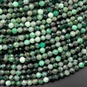 Perles rondes facettées en émeraude verte naturelle authentique, pierre précieuse laser, pierre de naissance de mai, pour la création de bijoux - Product Image 3