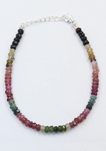 Bracelet en tourmaline de pastèque naturelle avec perles rondes facettées de 4 mm, bijoux en pierre - Product Image 3