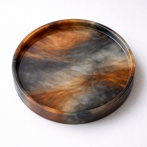Elegante Bandeja de Servir de Resina con Efecto Mármol Marrón, Forma Redonda, para Mesa de Comedor, Cocina y Uso Doméstico - Product Image 1