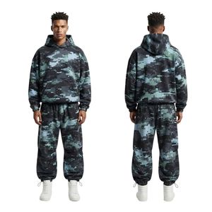 Custom Blue Camo Graphic <b>Mens</b> Fleece Sweatsuit Set Printed Hoodie Joggers Tactical Inspired Streetwear Two Piece <b>Jackets</b> - Product Image 3