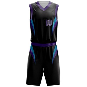 Conjunto de Uniforme de Baloncesto Sublimado Personalizado, Azul, Cuello en V, Sin Mangas, Absorbente de Humedad, Unisex para Adultos, con Estampado de Equipo - Product Image 5