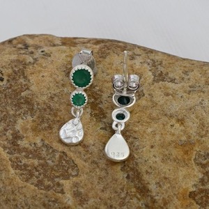 Pendientes Colgantes de Ónix Verde 100% Natural al por Mayor, Plata de Ley 925, Ligeros y Finos - Product Image 2