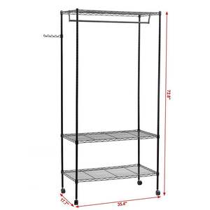 3-Tier Metal Garment Rack Portable Home Wardrobe with <b>Clothes</b> Hanger and <b>Shelf</b> Improved RT Organizer - Product Image 6