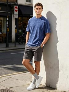 Men's Garment Dyed Knitted Cotton T-Shirt Short Sleeve O-Neck Solid Color Casual Loose Fit Acid Washed High Quality Custom <b>Logo</b> - Product Image 6