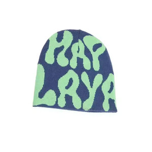 Bonnet d'hiver chaud en fibre acrylique de couleur unie avec logo brodé personnalisé, vente en gros de mode, bonnets tricotés avec logo sur mesure - Product Image 2