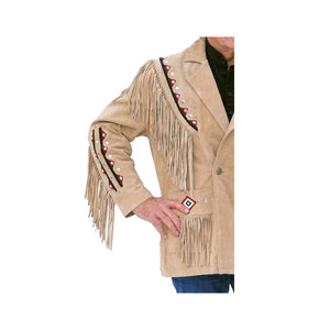 Solid Trader Classic <b>Brown</b> Suede Fringe <b>Leather</b> <b>Jacket</b> Western Style Tassel Outerwear Professional Finish - Product Image 2
