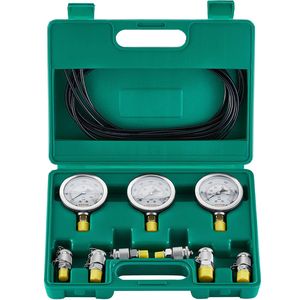Set di Manometri per Test Idraulici per Escavatori 250/400/600 bar, 3 Manometri, 6 Raccordi di Prova, 3 Tubi di Prova, Kit di Test Pressione Idraulica, Accessorio - Product Image 1