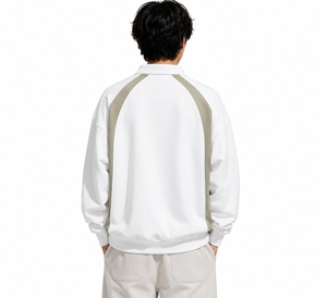 Sudadera de Algodón Francés Transpirable para Hombre, Cuello en V con Cierre de Cremallera, Manga Regular, Corte Regular, Color Sólido, Casual, Primavera, Personalizable - Product Image 3