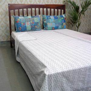 Traditional Indian Cotton Kantha Twin Quilt <b>Throw</b> 150x220 cm Hand Block Printed Hand Embroidered Handmade Bedspread Home Bedding - Product Image 6