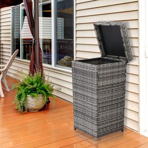 Poubelle en rotin de 12 L avec cadre en fer et couvercle supérieur pour la maison, l'hôpital, l'hôtel et la voiture - Product Image 1