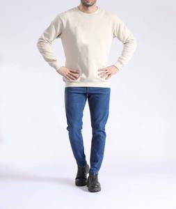 Wholesale Men's Plain Beige <b>Color</b> University Wear Sweatshirts OEM Custom <b>Printing</b> Drop Shoulder Crew Neck Loose Fit Men's Hoodie - Product Image 3