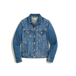 Men's Vintage Casual Denim Jeans Jackets Winter Windproof Stand Collar Front Logo with <b>Covered</b> <b>Button</b> Closure Washed Light - Product Image 5