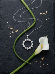Colgante de Corazón Entrelazado con Diamante Cultivado en Laboratorio de 0.287 Ct, Oro Amarillo, Blanco y Rosa de 9K, Engaste de Bisel Moderno, Chapado en Oro para Mujer - Product Image 4