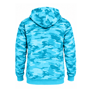 Cyan <b>Camo</b> Pullover Hoodie Men Custom Camouflage Printed Sweatshirt Kangaroo Pocket Long Sleeve Casual Training Streetwear <b>Top</b> - Product Image 2