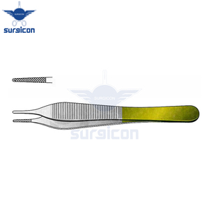 Adson Dissecting Forceps 1x2 Teeth <b>12</b> cm (4-3/4 Inch) TC Gold Tungsten Carbide Surgical Tissue Forceps with 0.5 mm Serration - Product Image 6