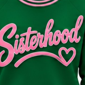 Green Women Sisterhood <b>Heart</b> Design <b>Sweatshirt</b> Casual Crew Neck Knitted Rib Long Sleeve Pullover Custom Graphic Ladies Fashion - Product Image 5
