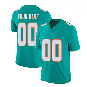 Maillot de football personnalisé style Miami Dolphins pour homme, col en V, manches courtes, 100 % polyester, anti-humidité, taille adulte - Product Image 1