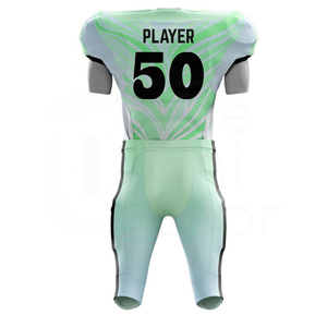 Custom American Football Jersey Pants Set V-Neck Short Sleeve 50 Number Mint Green Sublimated Moisture Wicking Uniform - Product Image 2