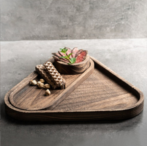 Bandeja Triangular Creativa de Madera para Té y Frutas Chinas, Bandeja de Madera de Acacia para Postres y Pan, Bandeja de Madera Maciza - Product Image 5