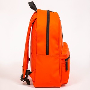 Orange matte leather <b>backpack</b> simple casual eco-friendly bag <b>black</b> webbing logo bag - Product Image 3