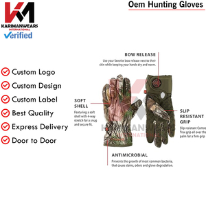 Hunting Gloves OEM Service Custom Logo Camouflage Tactical Gloves for Outdoor Brands Wholesale Export Supplier - Product Image 4