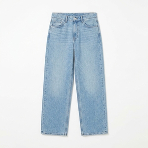 Jeans de Mujer de Pierna Ancha y Lavado Claro, Pantalones de Mezclilla Rectos para Uso Diario Informal - Product Image 1