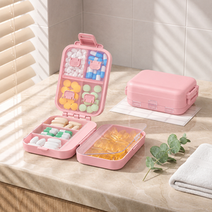 Organisateur de médicaments portable, boîte de rangement pour pilules en plastique à 3 couches, sans BPA, boîte à pilules de voyage - Product Image 1