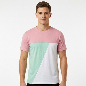 Trendy <b>Patchwork</b> Design Men's T-<b>Shirt</b> Multi Panel Short Sleeve Casual Tee Premium Bulk Wholesale Supplier - Product Image 2