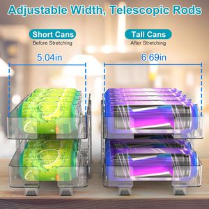 Confezione da 2 Organizzatori Regolabili a 2 Livelli per Lattine di Bevande, Supporti per Lattine con Inclinazione di 7 Gradi, Dispenser per Bevande per Frigorifero e Dispensa - Product Image 5