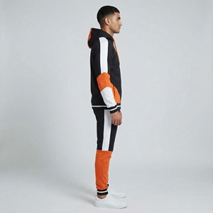 Mens Red Black Printed Winter Tracksuit Set <b>Zip</b> Jacket Pants Two Piece Outfit Streetwear Fashion Casual Sportswear 100% Cotton - Product Image 4