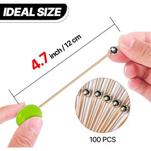 100 Palillos de Bambú de 4.7 Pulgadas, Palillos Decorativos Plateados para Cócteles, Aperitivos, Bebidas, Frutas, Fiestas y Decoraciones - Product Image 3