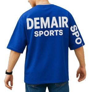 Camiseta holgada de estilo urbano con cuello redondo y alta demanda, ropa de calle deportiva para entrenamiento de gimnasio, Jersey de algodón 100% transpirable - Product Image 2