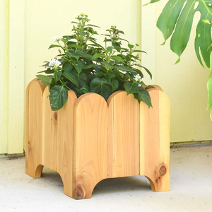 Wooden Planters Outdoor Rustic Garden Flower <b>Pots</b> Natural Wood Container for Green <b>Plants</b> and Flowers - Product Image 2