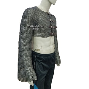 Camisa de malla de acero dulce hecha a mano, de manga larga, con anillos planos remachados, armadura de caballero, para cosplay, Halloween, Año Nuevo - Product Image 2