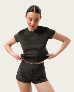 Conjunto Deportivo de Top Corto de Punto con Cuello Redondo y Pantalones Cortos por Encima de la Rodilla para Mujer, Transpirable, para Primavera/Verano - Product Image 4