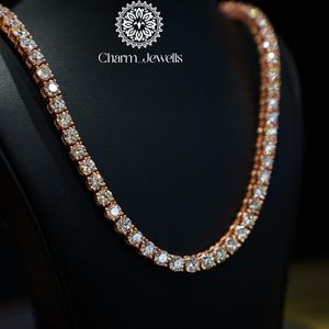 Charm_Jewells Men's Unisex 14K Gold Plated Moissanite <b>Statement</b> <b>Necklace</b> Brilliant Cut Claw Setting IGI Certified Hip Hop Style - Product Image 5