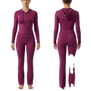 Conjuntos Deportivos Personalizados para Mujer, Conjunto de Dos Piezas para Entrenamiento en el Gimnasio, Chaqueta con Cierre y Leggings Ajustados con Corte Acampanado, Modelo 2026 - Product Image 1